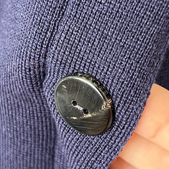 Escada Navy Blue Side Button Wool Knit Shift Dress - Picture 5 of 7